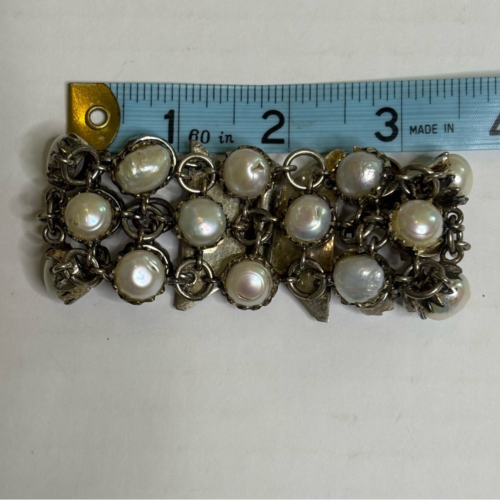 Multi Strand Sterling Silver Statement White Natu… - image 5